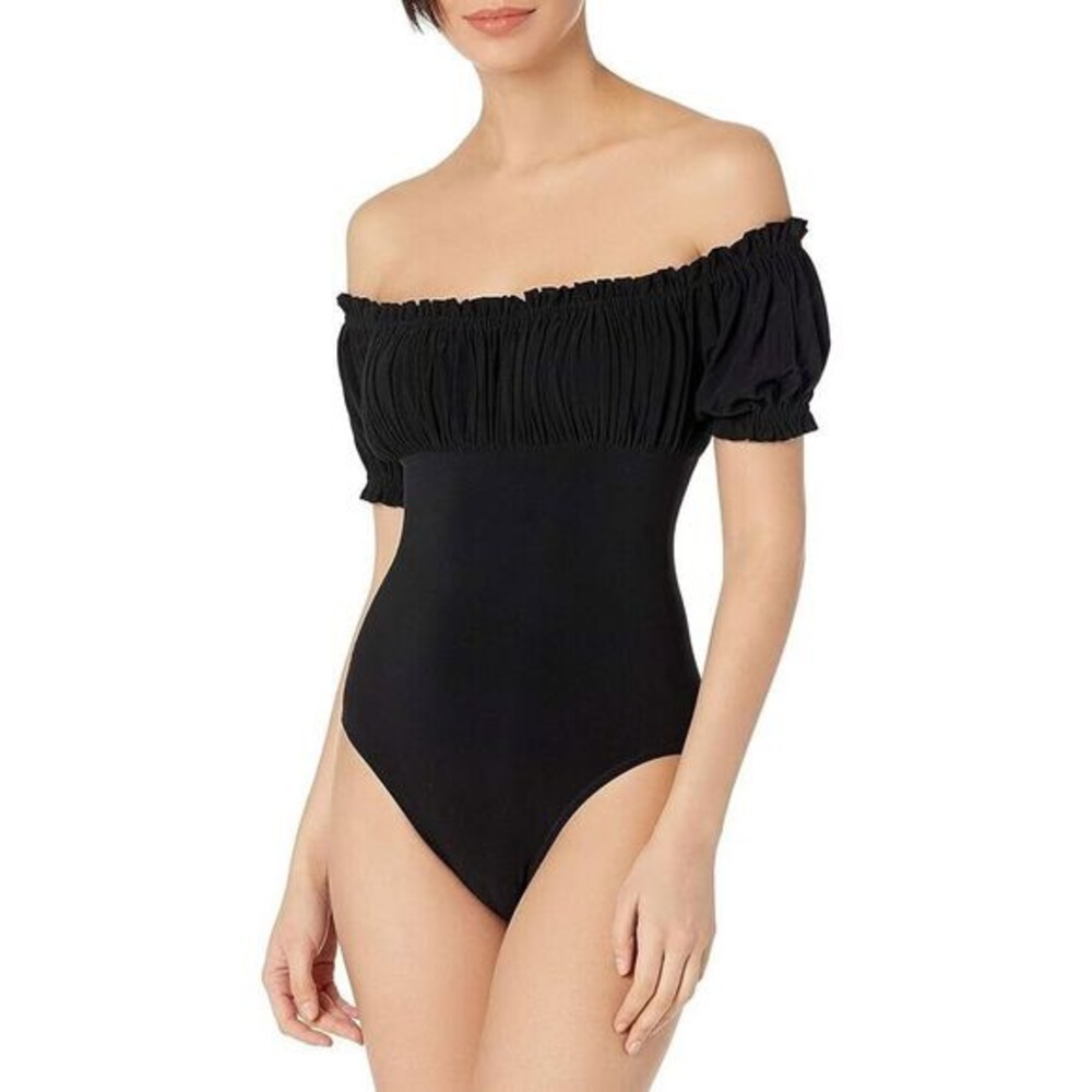 Norma Kamali Empire Jose Mio Swimsuit Women large Black Off The Shoulder top